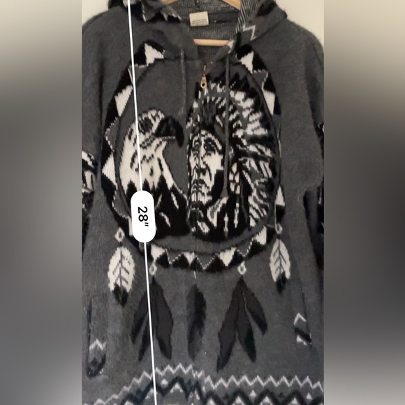 RARE Yari Artesanians Cowichan indian native eagles wool spellout hoodi… - Picture 5 of 7